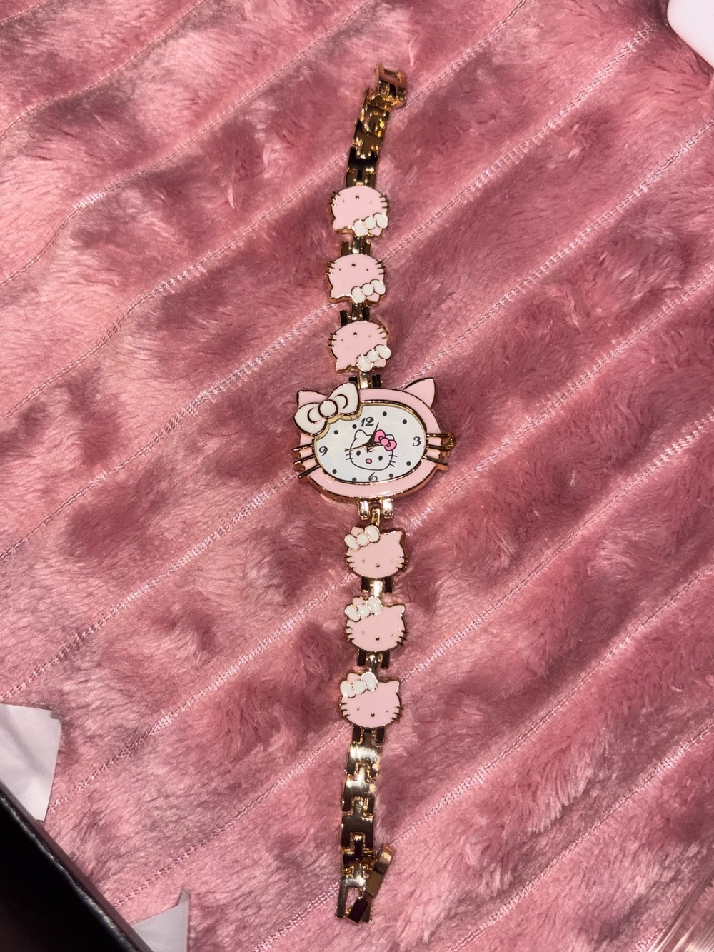 Hello Kitty Pink Enamel Cat Face Bracelet Watch - Unbranded